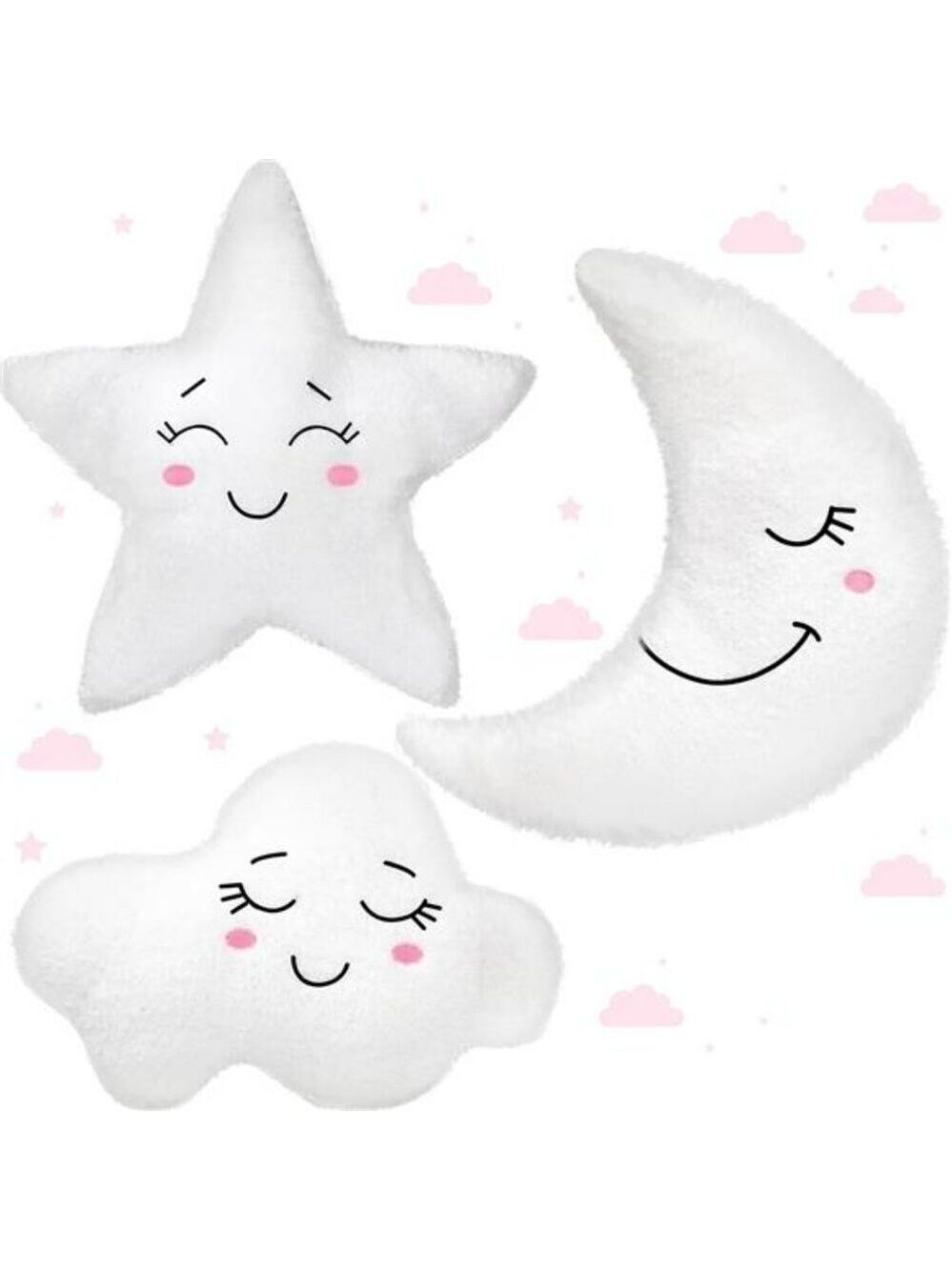 Moon Star Cloud Plush Pillow Set Soft Stuffed Cushion Nursery Kids Room Decor Gi